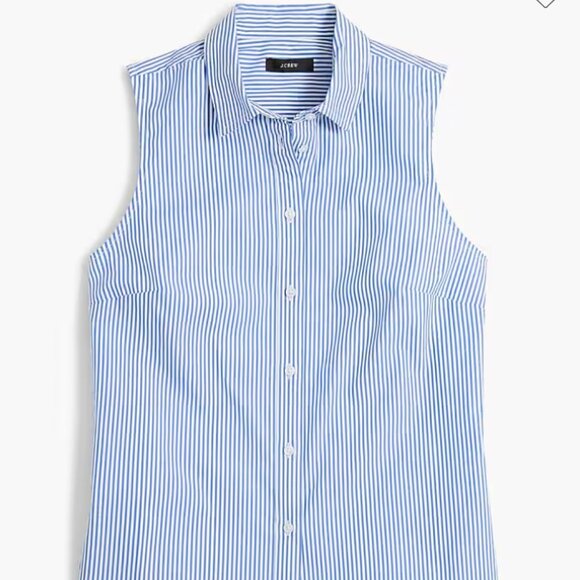 J.Crew Factory Sleeveless signature fit shirt in banker stripe, NWT - Picture 1 of 3